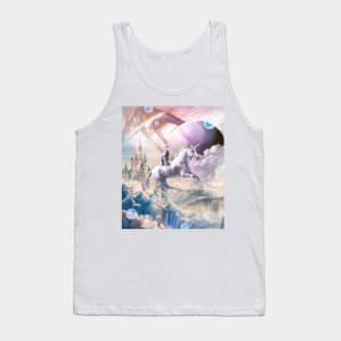 Rainbow Galaxy Cat Riding Unicorn In Space Tank Top